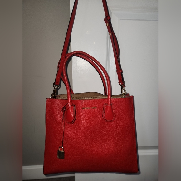 Michael Kors Studio Mercer Leather Satchel / Shoulder Bag in Cherry Red - Picture 1 of 11
